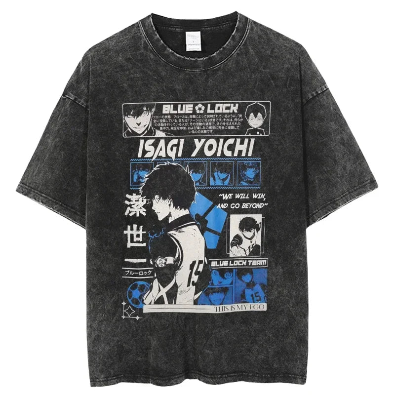 Blue Lock Isagi Determined Leader Oversized Vintage T-Shirt