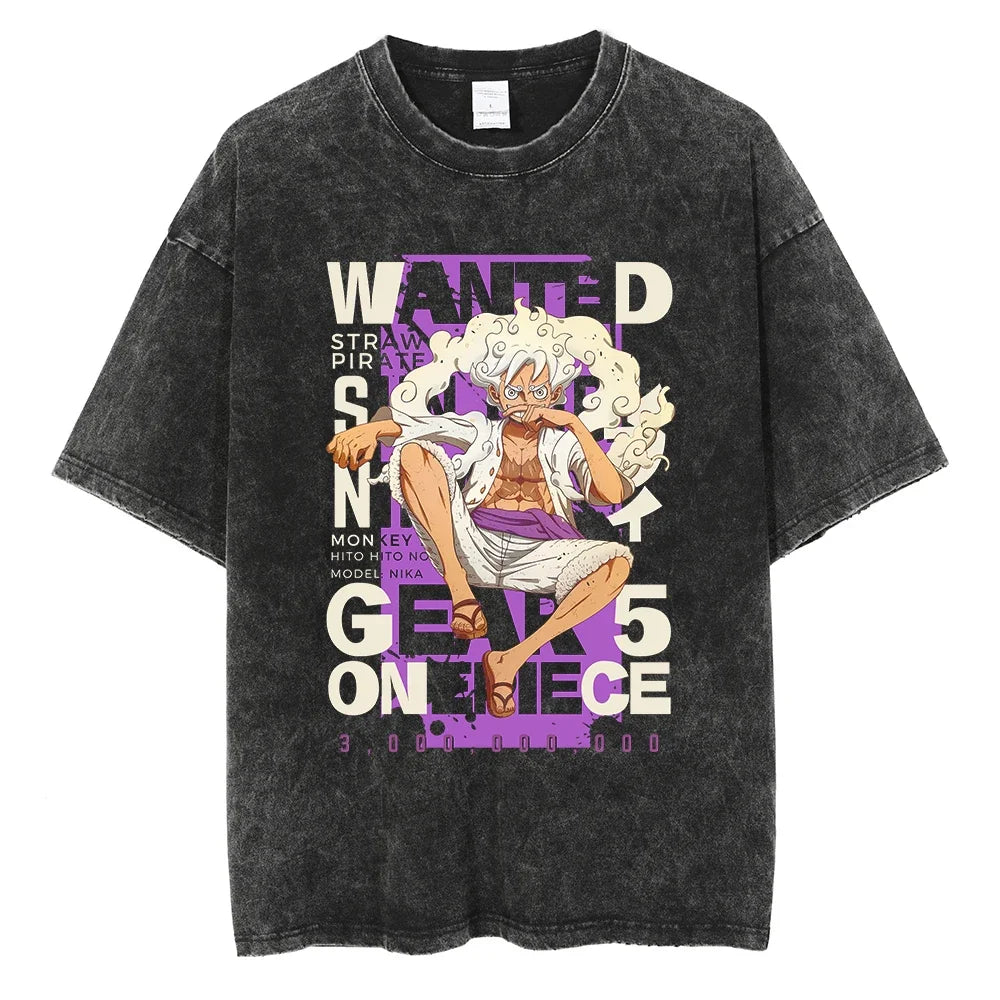 One Piece Luffy Gear 5 Bounty Graphic Vintage T-Shirt