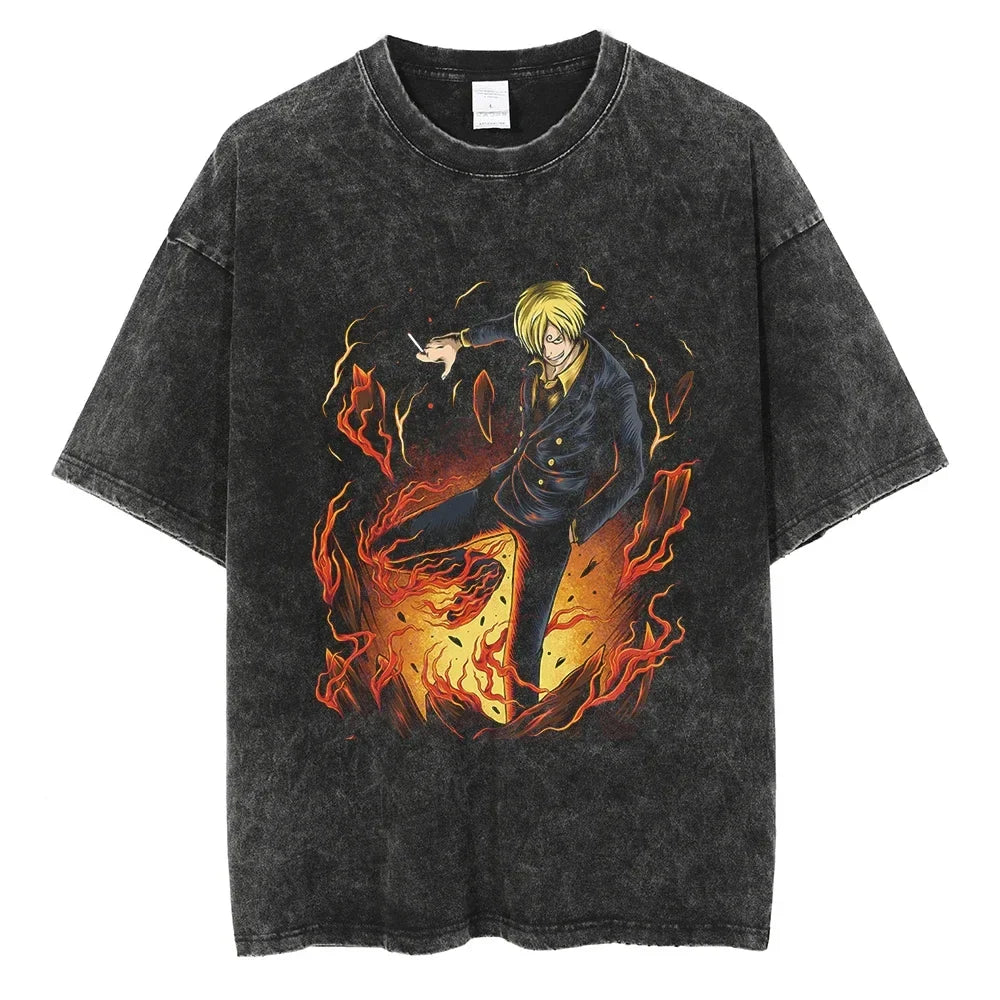 One Piece Sanji Smoking Slickster Vintage T-Shirt