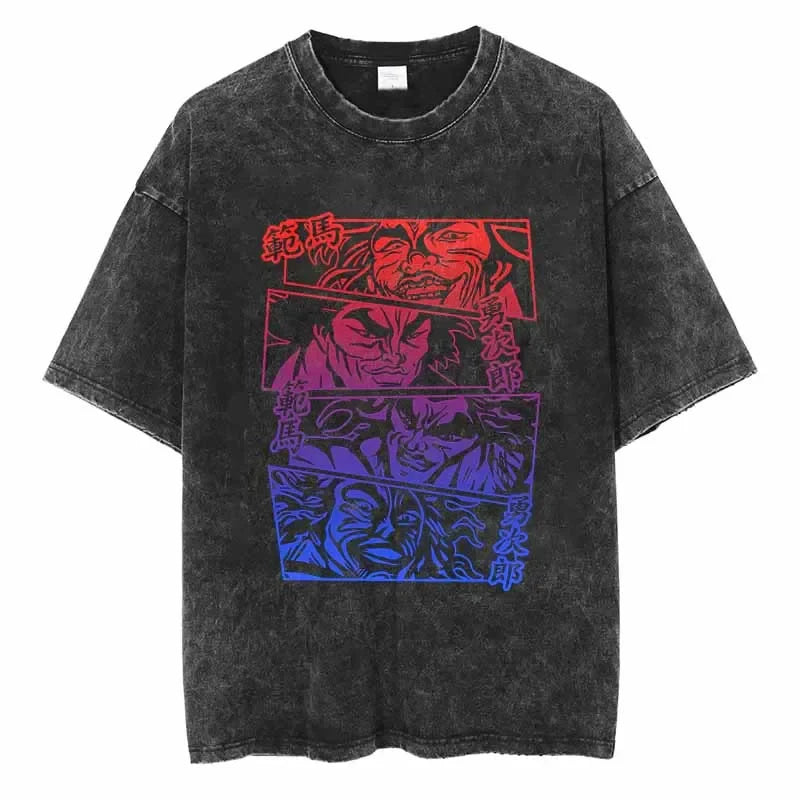 Baki Yujiro Savage Force Oversized Vintage T-Shirt