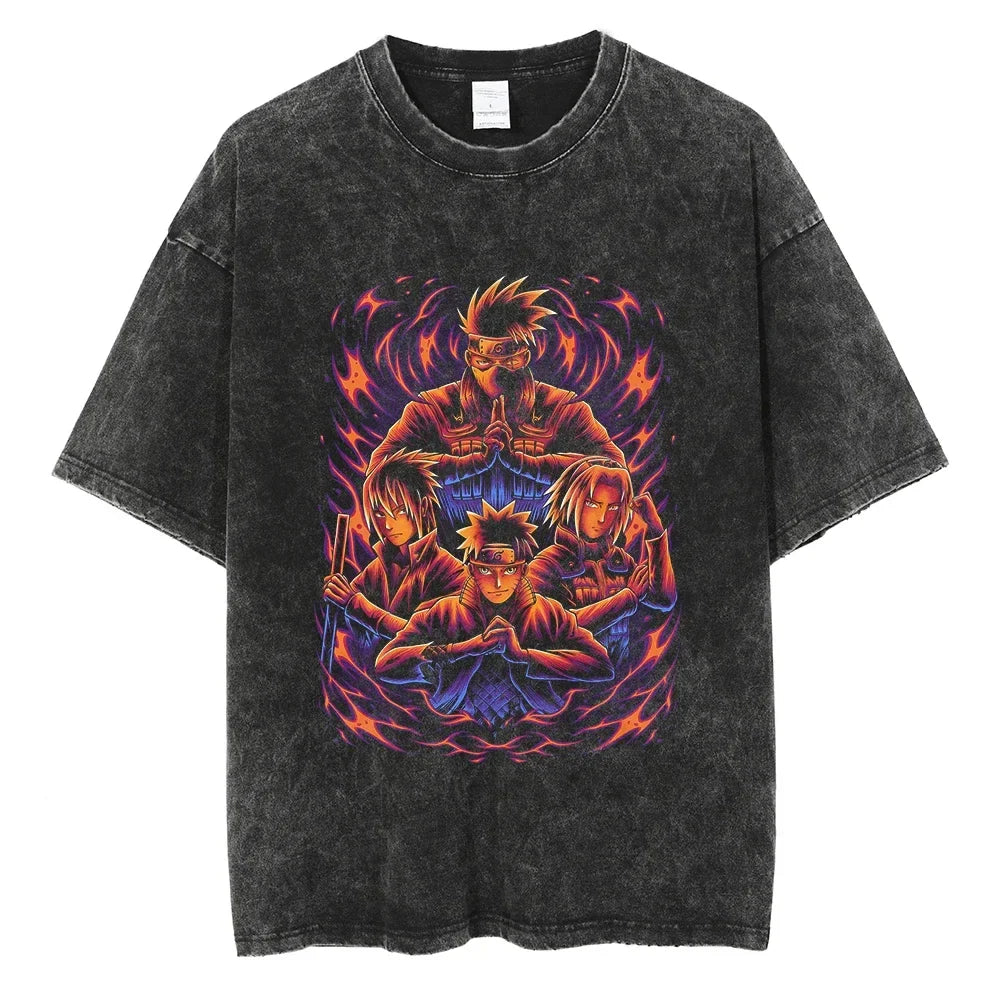 Naruto Team 7 Shinobi Squad Oversized Vintage T-Shirt