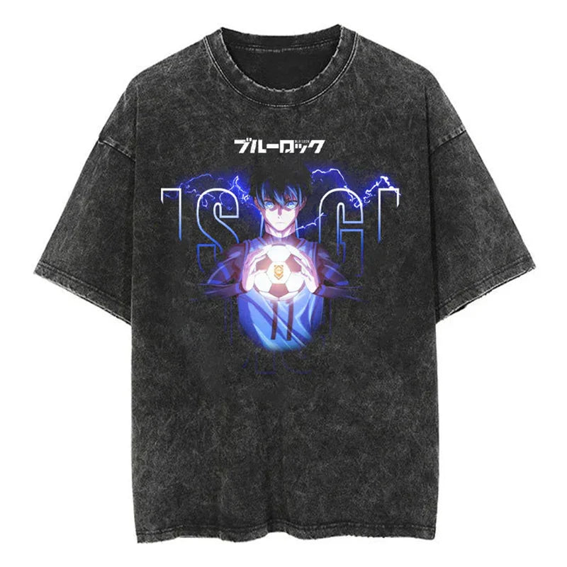 Blue Lock Isagi Playmaker Pro Oversized Vintage T-Shirt