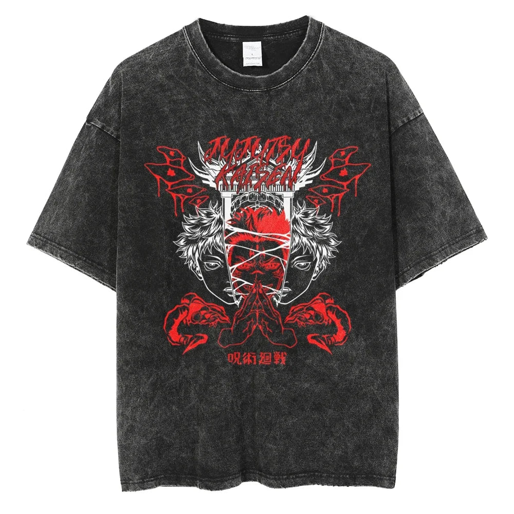 Jujutsu Kaisen Sukuna Vessels of Power Oversized Vintage T-Shirt