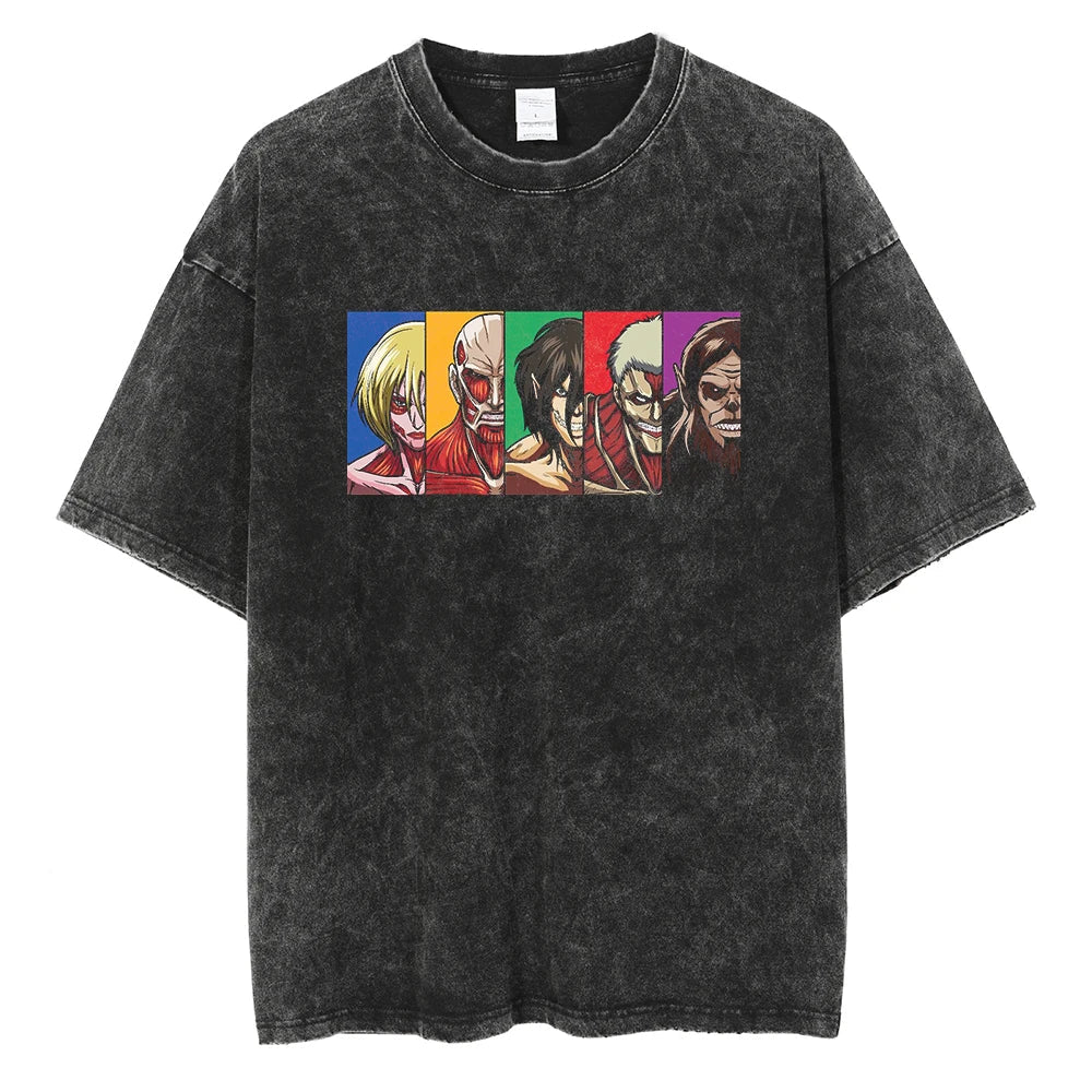 Attack on Titan Warriors Five Oversized Vintage T-Shirt
