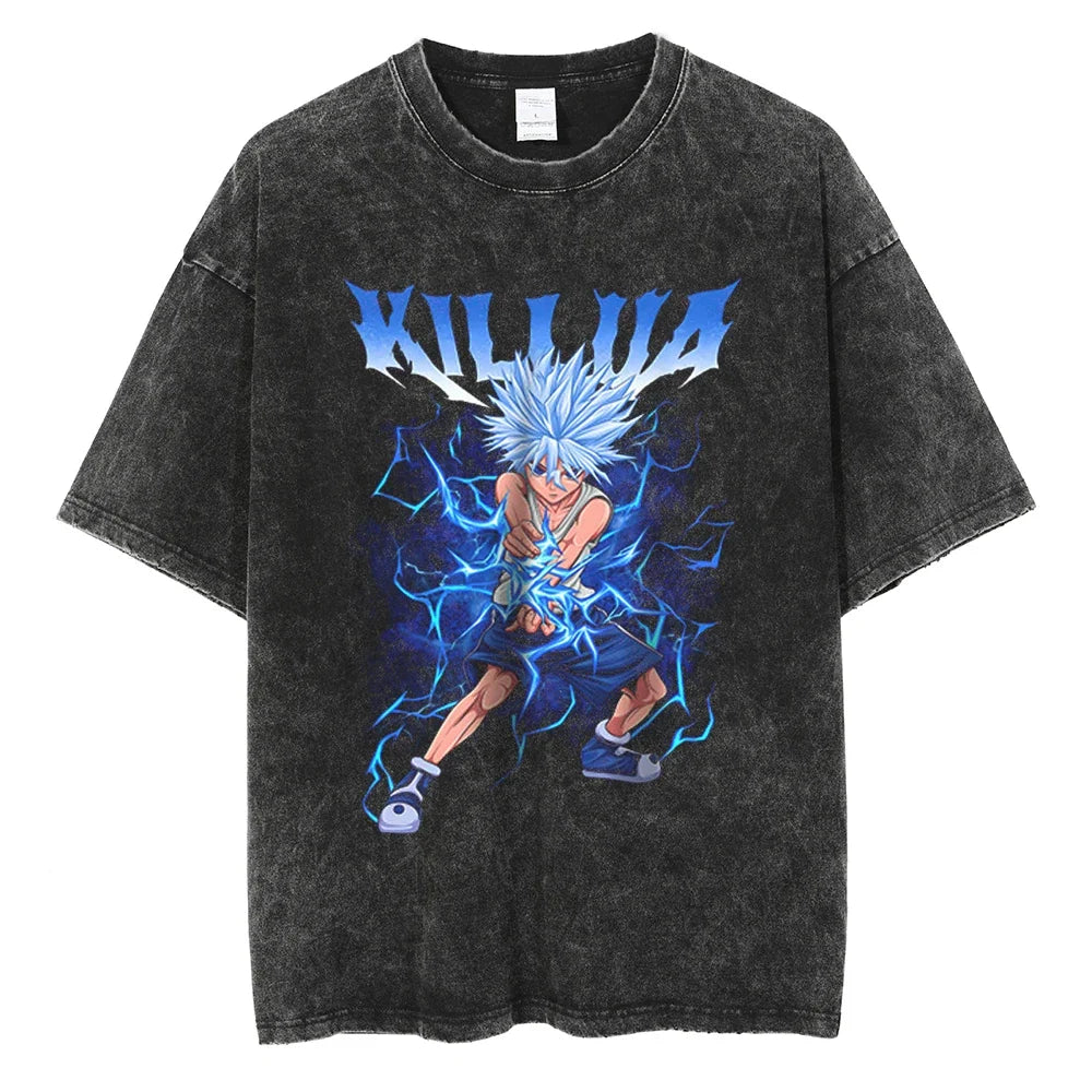 Hunter x Hunter Killua Veil of Thunder Oversized Vintage T-Shirt