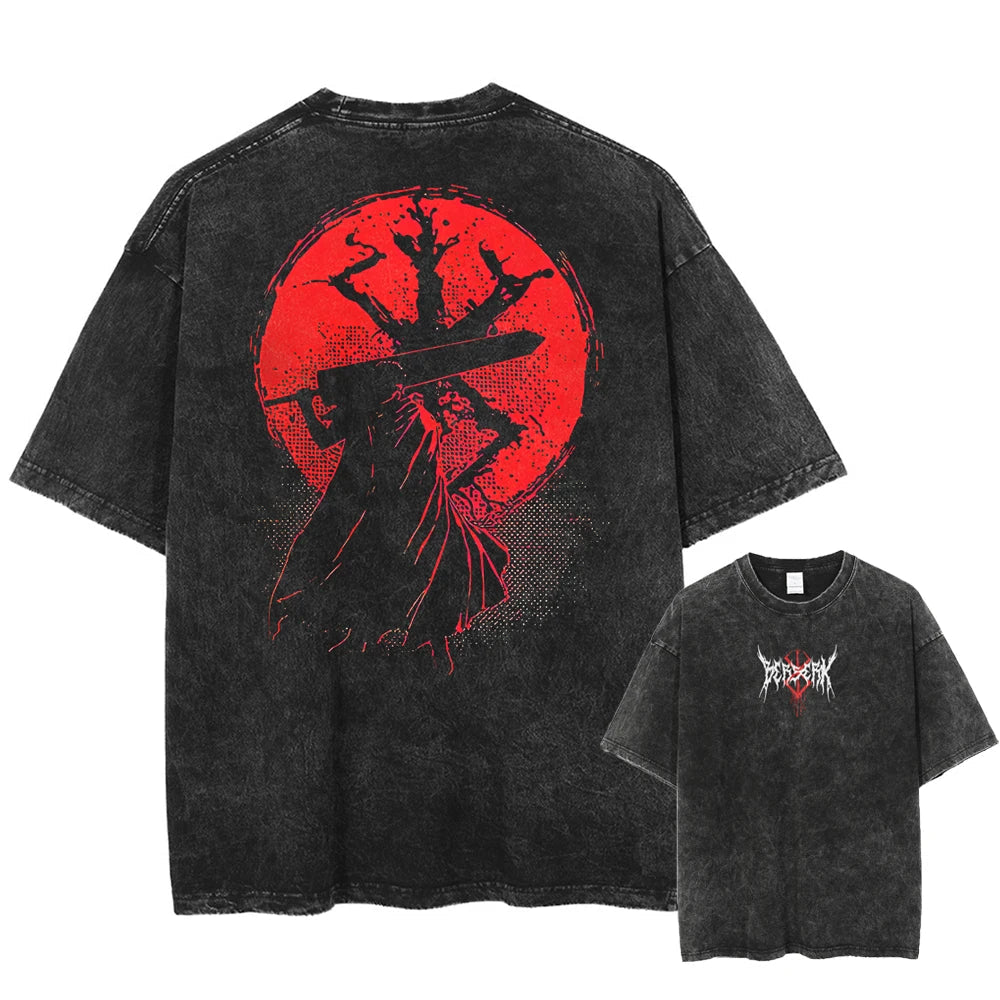 Berserk Guts Black Swordsman Oversized Vintage T-Shirt