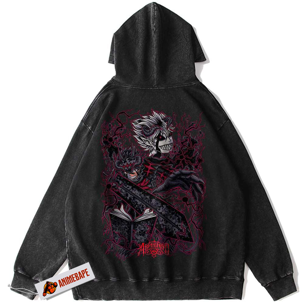 Black Clover Asta Hoodie, Vintage Anime Hooded Sweatshirt