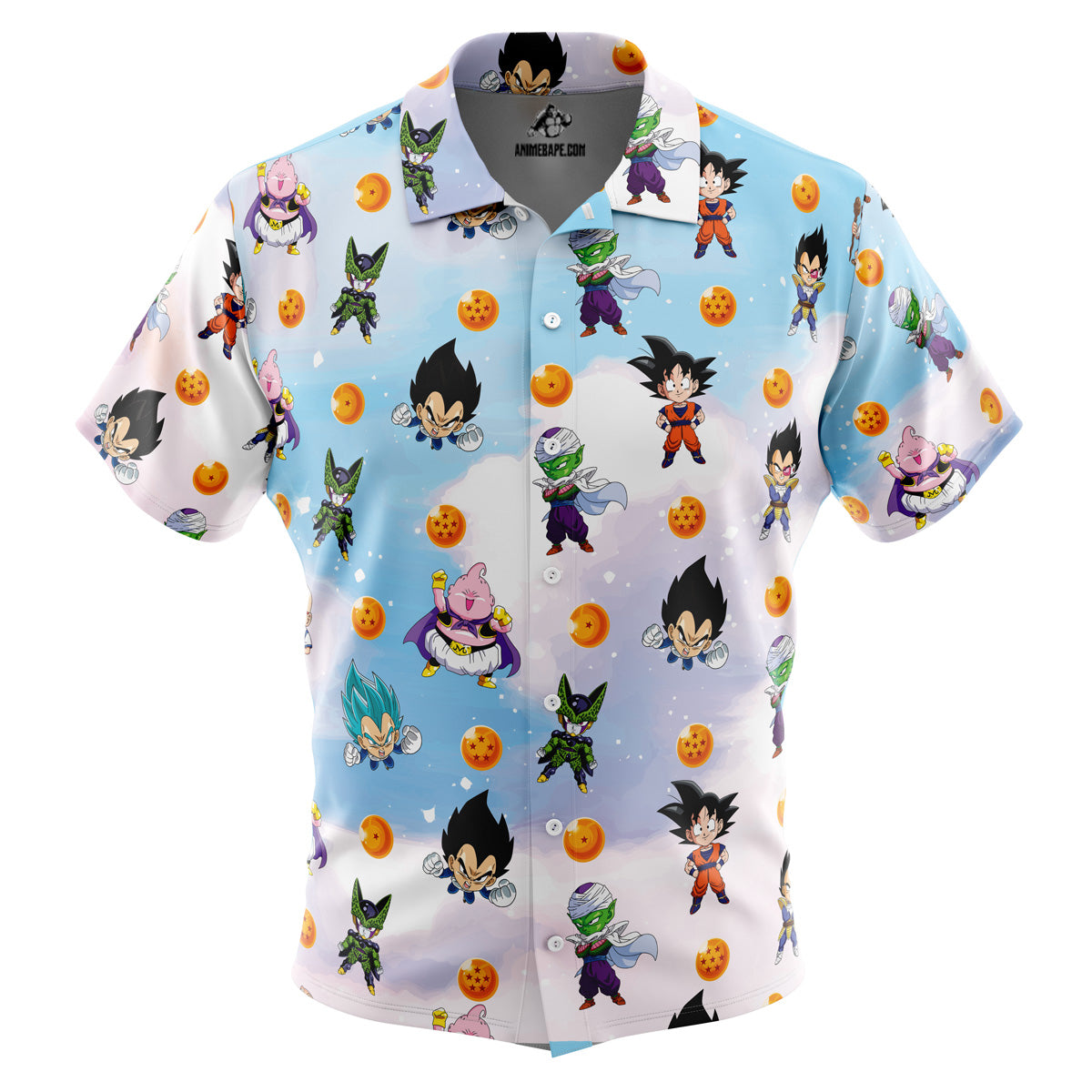 Chibi DBZ Characters Pattern Button Up Hawaiian Shirt