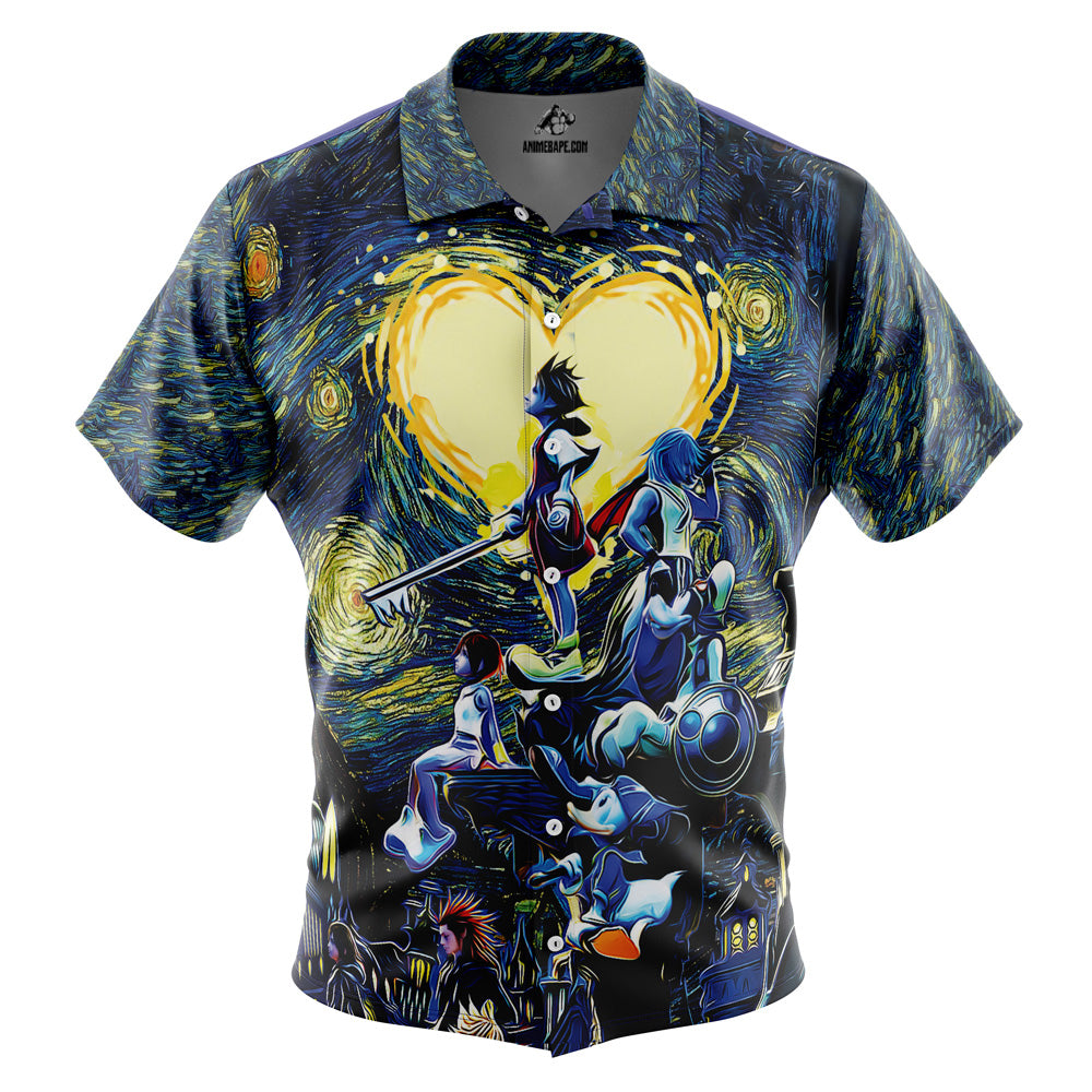 Kingdom Hearts Starry Night Button Up Hawaiian Shirt